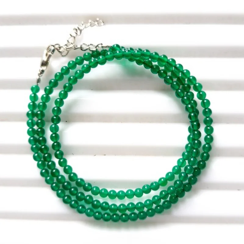 

Зеленый оникс 3 мм круглые гладкие бусины, ожерелье из натурального бисера