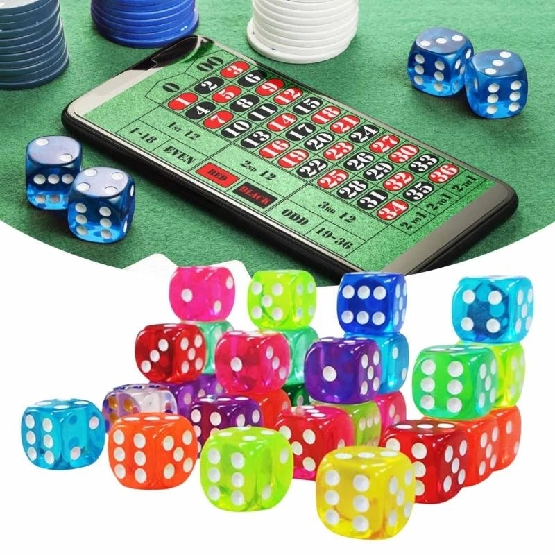 A0KA Colonful Game Dices 14mm ستة من الجوانب Dices Kids Morder Resource Dices