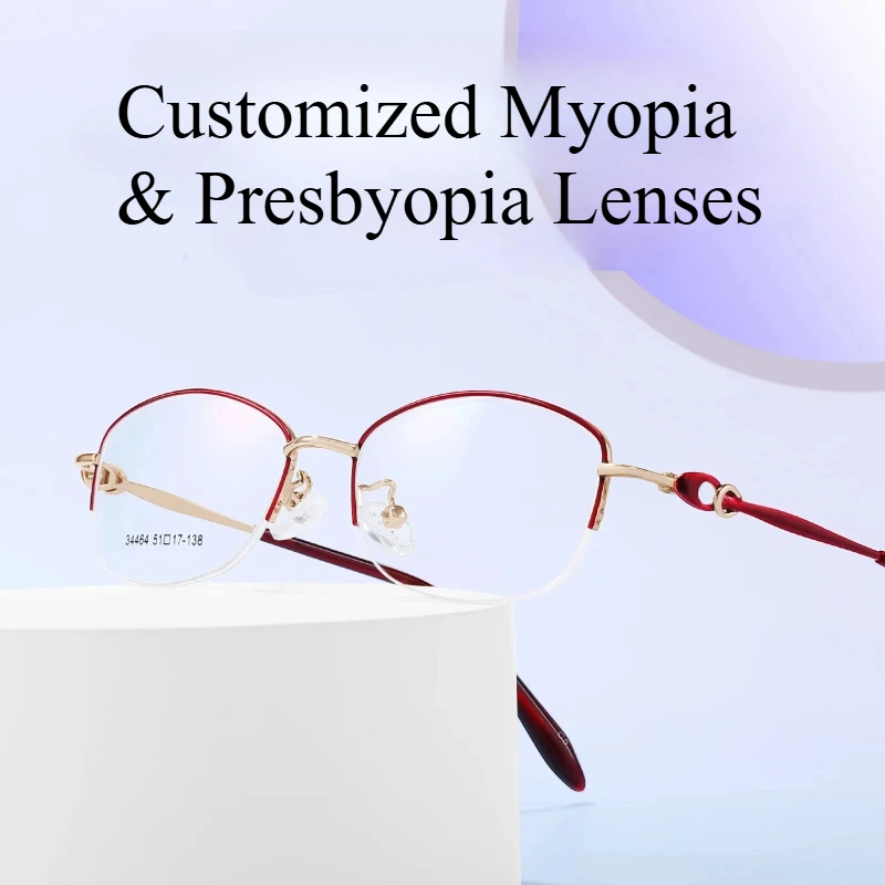 

Prescription Glasses Women Anti Blue Light Photochromic Lenses Progressive Multifocal Glasses Titanium Women Myopia Glasses