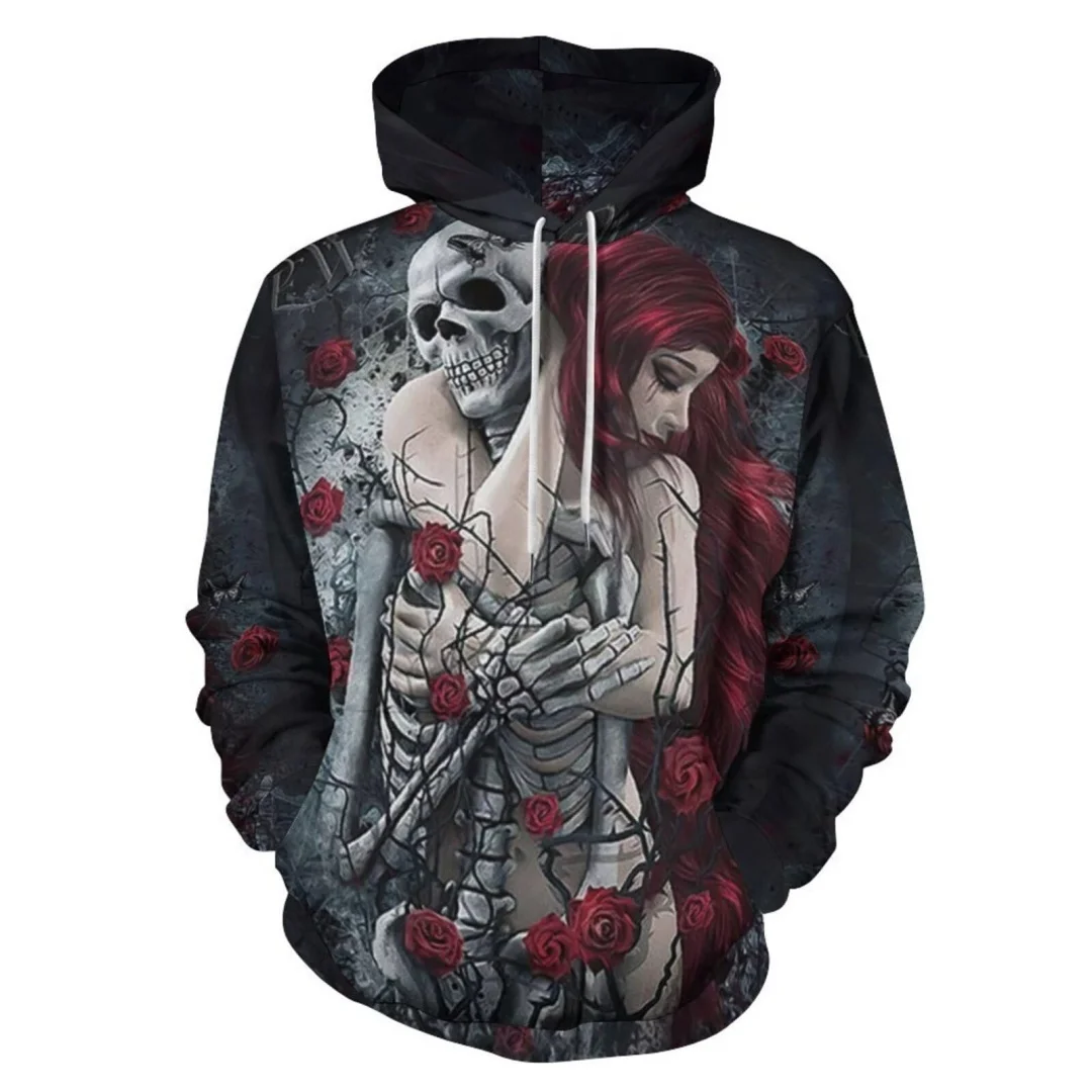 Толстовка в форме черепа на Хэллоуин с 3D принтом, весенне-осенняя модная универсальная уличная одежда для отдыха, мужские и женские толстовки Y2K