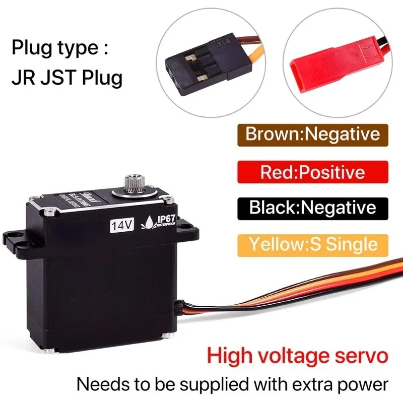 50kg 60kg 70kg Brushless Waterproof Steering Gear Metal Tooth Digital High Voltage 14V Server