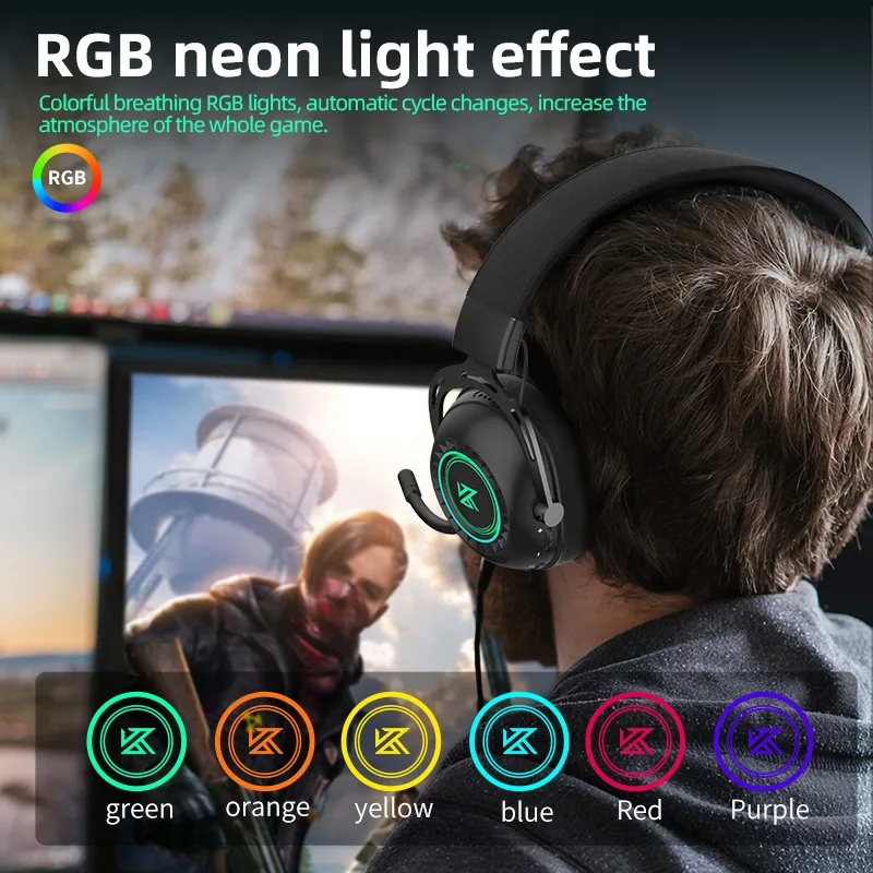 سماعات الرأس اللاسلكية الحقيقية KZ GP20 2.4G المتوافقة مع البلوتوث 5.0 RGB سماعات لاسلكية مزودة بتقنية البلوتوث سماعات إلغاء الضوضاء