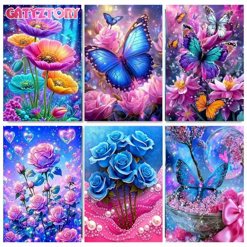 

GATYZTORY Rose Painting By Numbers Wall Art Drawing Kit Animal Modern Living Room Decoration Painting With Numbers