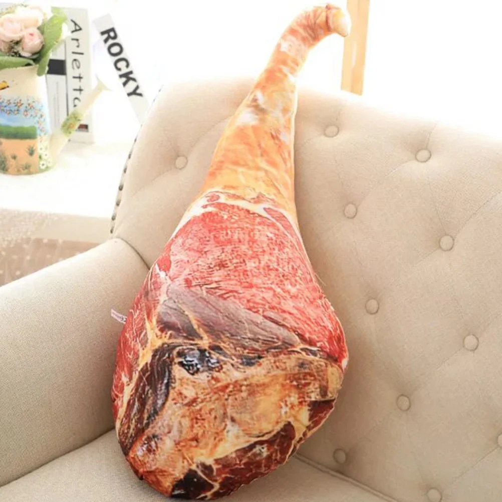 Almohada de jamón Artificial para niña, cojín divertido de felpa simulada, súper suave