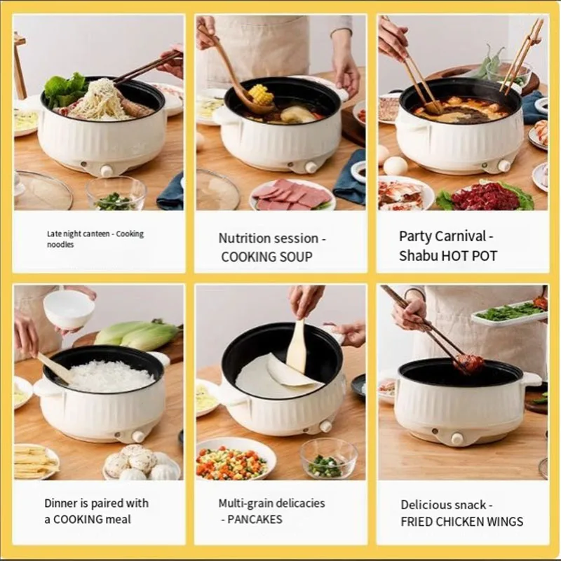 2025Household electric hot pot, electric heating pot, multi-functional rice cooker, electric wok, small household pot 7 gifts