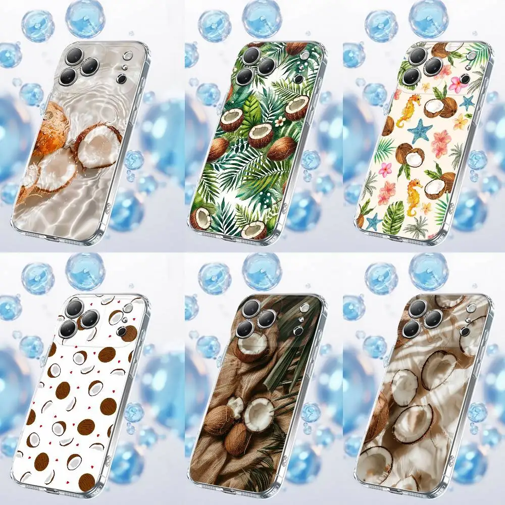 

Coconut Meat Beach Phone Case For iPhone 17,16,15,14,13,12,11,Plus,Pro,Max,Plus,E,Air,Mini Transparent Cover
