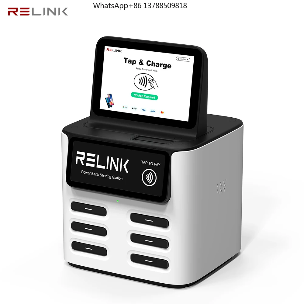 

Станция аренды повербанков Relink 2026 с зарядкой Micro USB, NFC и быстрой зарядкой 40 Вт, рекламным экраном