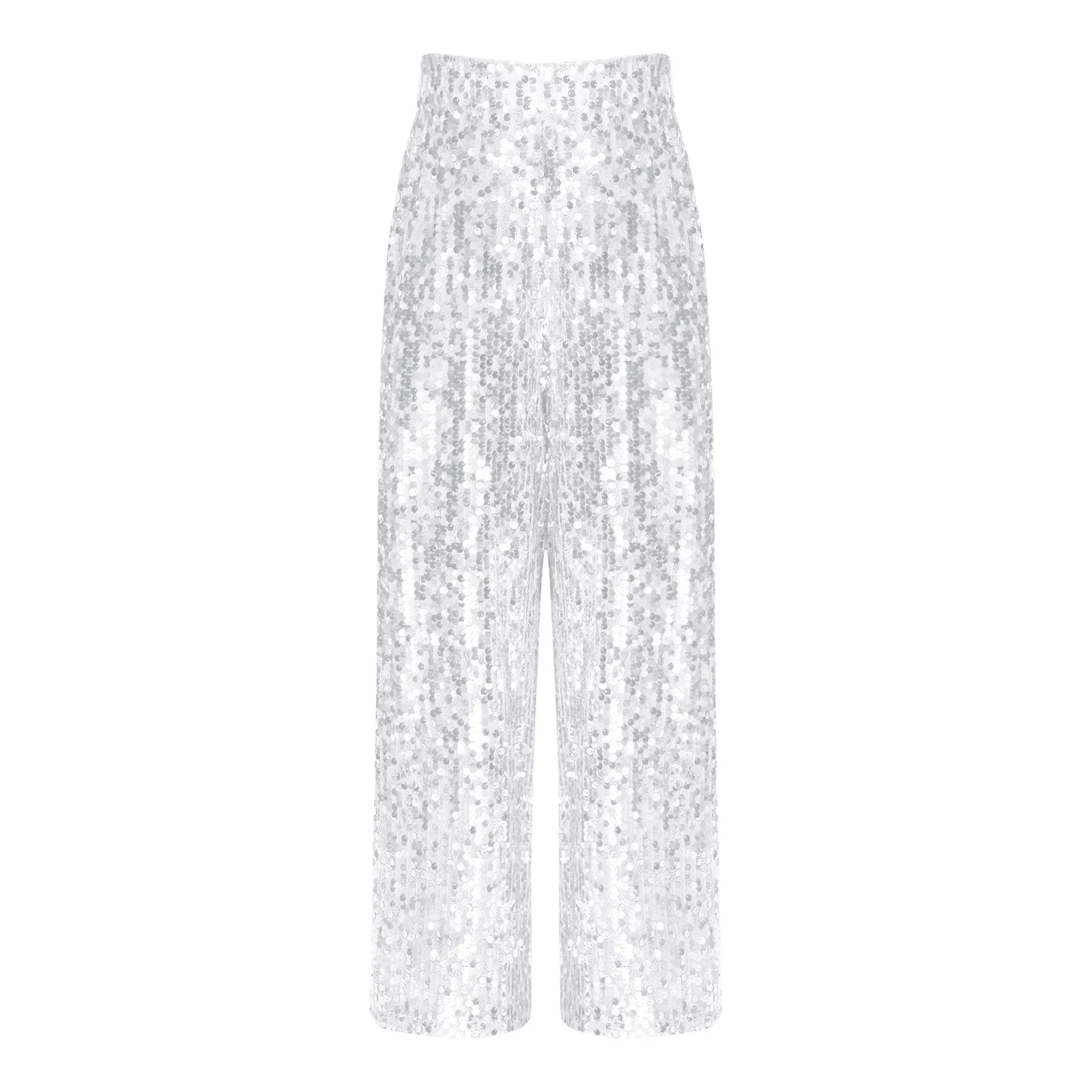 Moda meninas lantejoulas calças crianças brilhantes calças compridas streetwear rave festa dança calça palco desempenho trajes discoteca