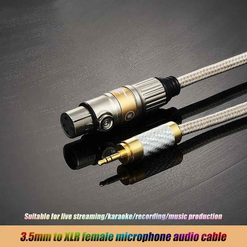 

Premium Mic Cable 3.5mm Mini Jack Male to XLR 3-core Female Condenser Microphone Sound Card for Live Streaming/Recording