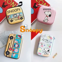 Snoopy USB pequeño auriculares bolsa de almacenamiento USB estuche rígido funda impermeable para auriculares llaves monedas Cables tarjetas SD soporte cuadrado