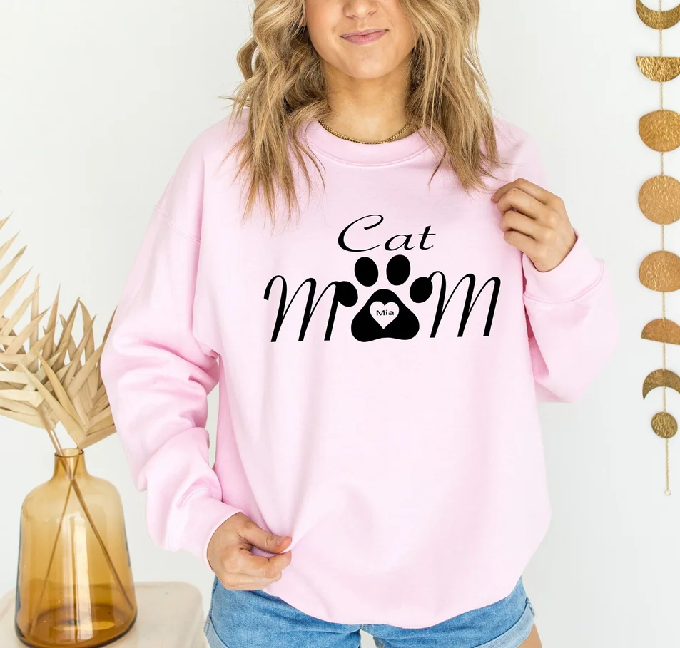 Personalized Cat Name Sweatshirt, Custom Cat Name, Cat Mama Sweatshirt, Mother's Day Gift, Animal Lover, Unisex Sweatshirt