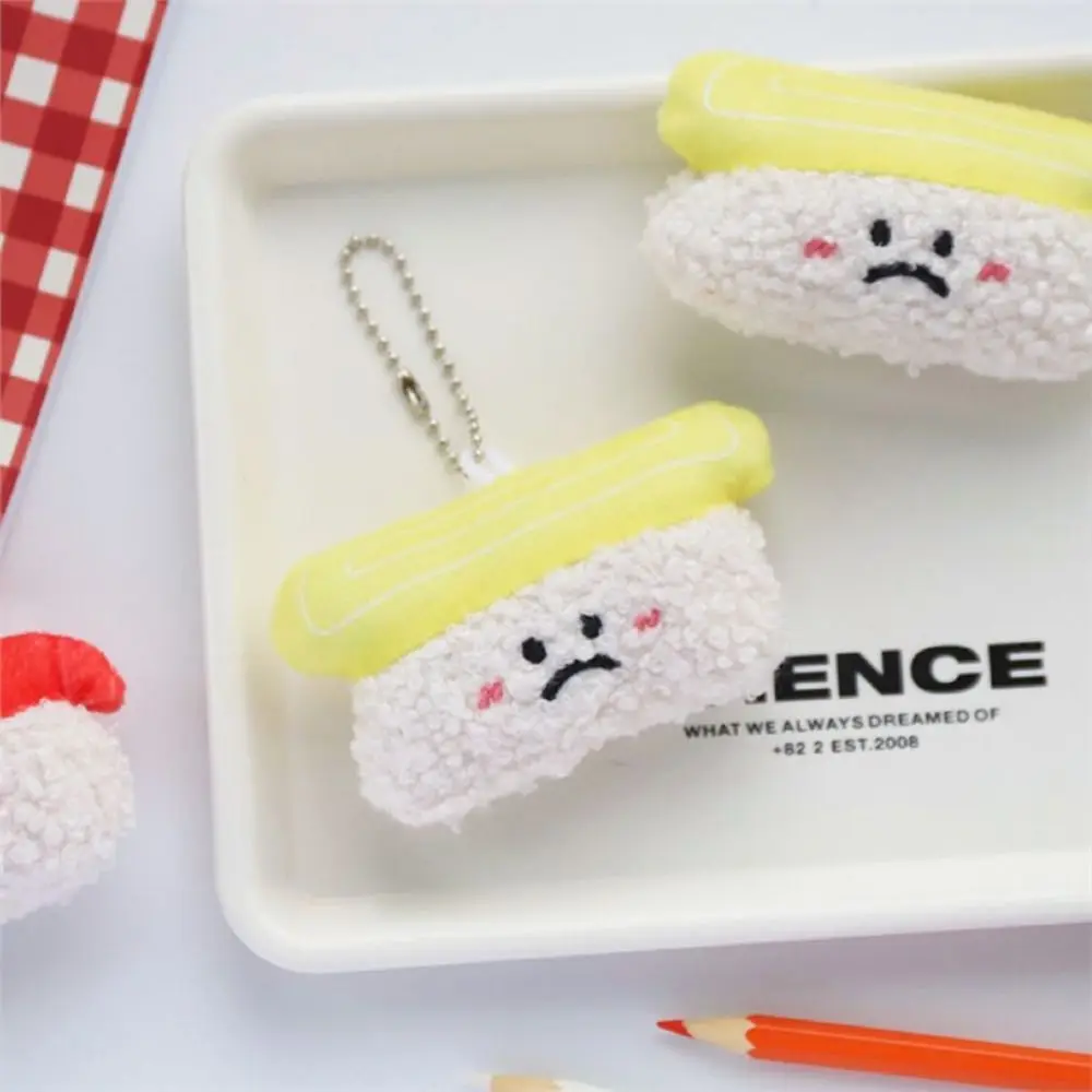 Creative Salmon Sushi Plush Doll Keychain Key Buckle Sweet Shrimp Plush Doll Toy Expression Korean Style Decoration