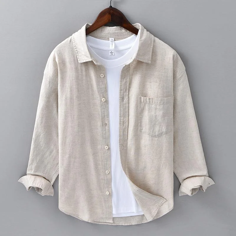 

Men's Long Sleeve Cotton Shirt Youth Business Style Pocket Design Casual Fashion Comfortable Fit Classic Color