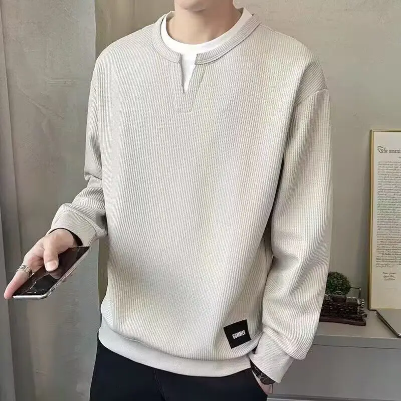 Men's 2026 Autumn Winter Fleece Lined Sweatshirt Loose Round Neck Long Sleeve Thermal Base Layer Top Casual Pullover