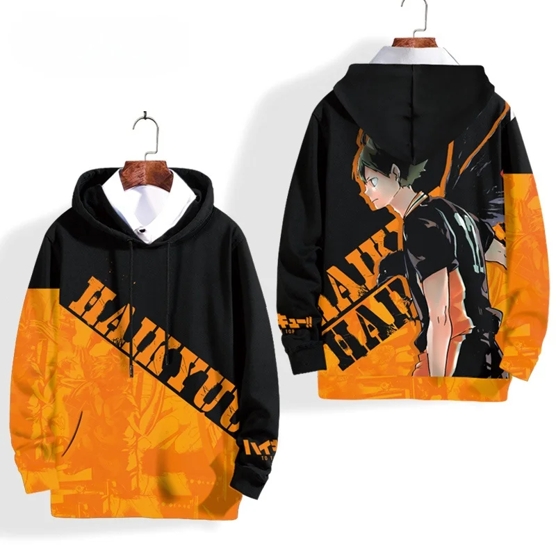 وصول أنيمي Haikyuu تأثيري هوديي النساء الرجال Harajuku البلوز Y2k الشارع الشهير ثلاثية الأبعاد طباعة الهيب هوب البلوز طويلة الأكمام مقنعين #4