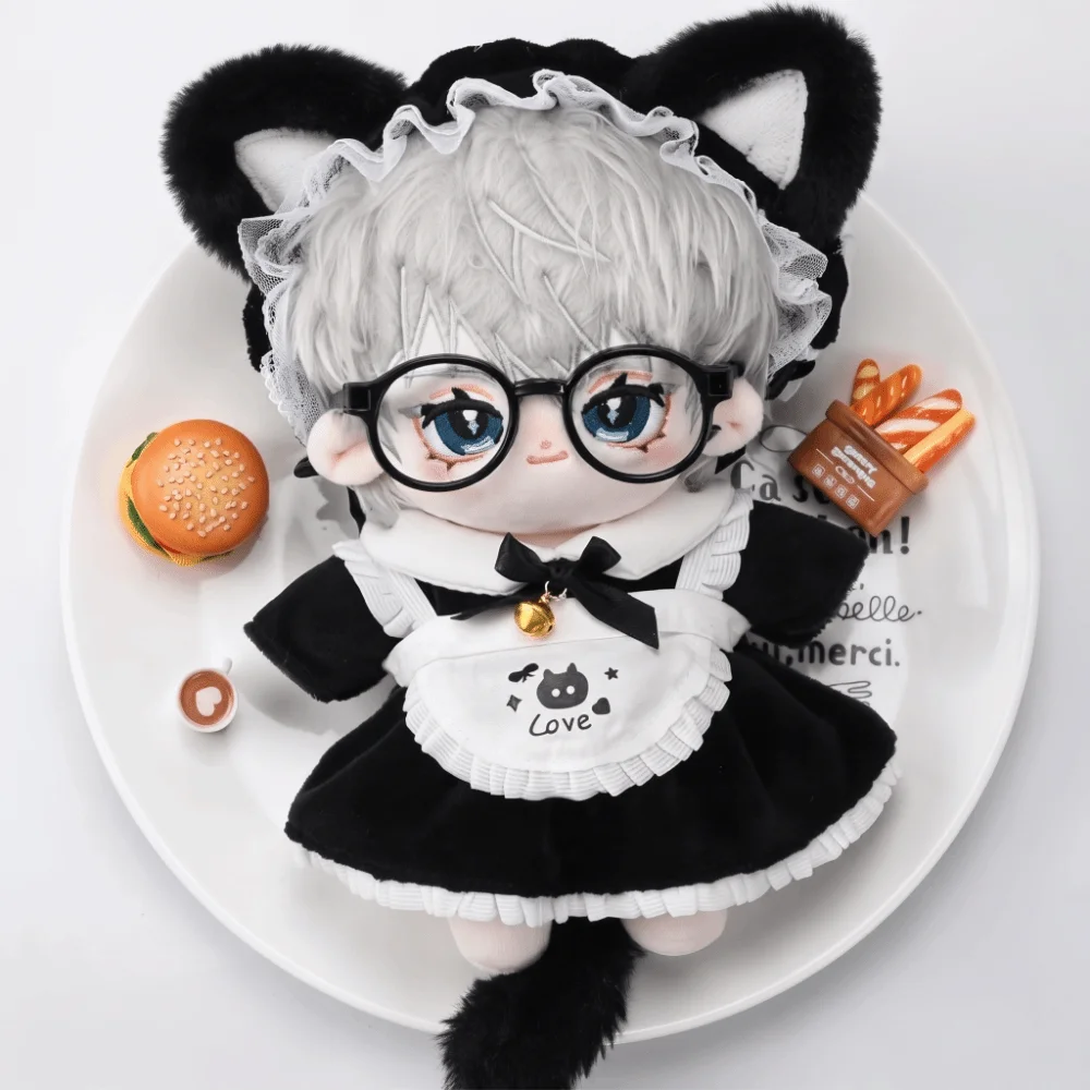 Cat Little Maid Doll Clothes Cat Tail Bow Skirt Outfit Plush Doll Clothes Normal Body Cute Cotton Doll Clothes For 10/20cm Doll