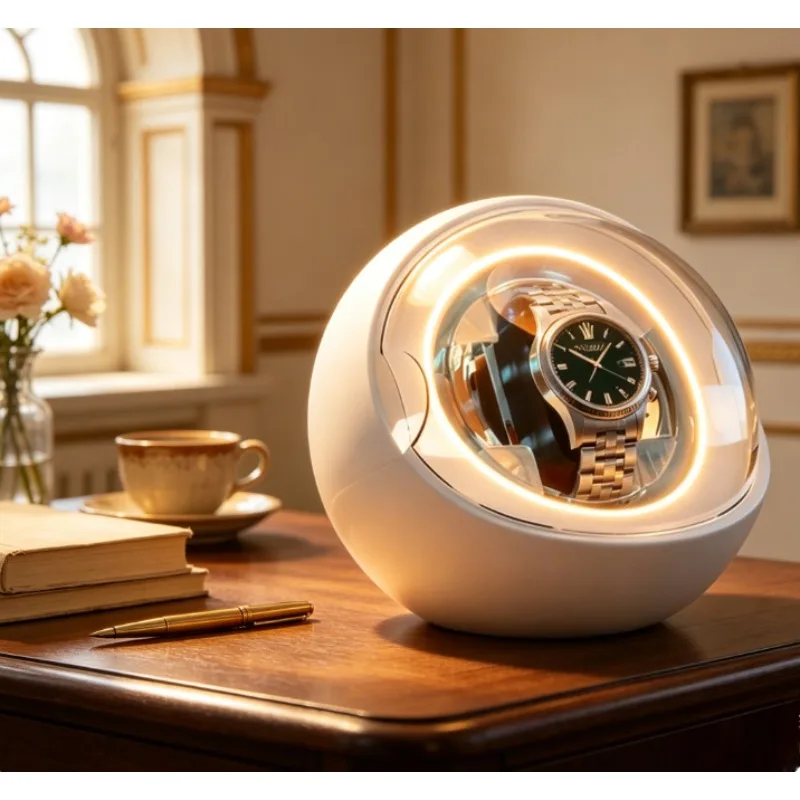 Automatic Single Watch Winder Storage Box with Anti-Magnetic Silent Motor and Display Organizer for Men Women Mechanical Watches
