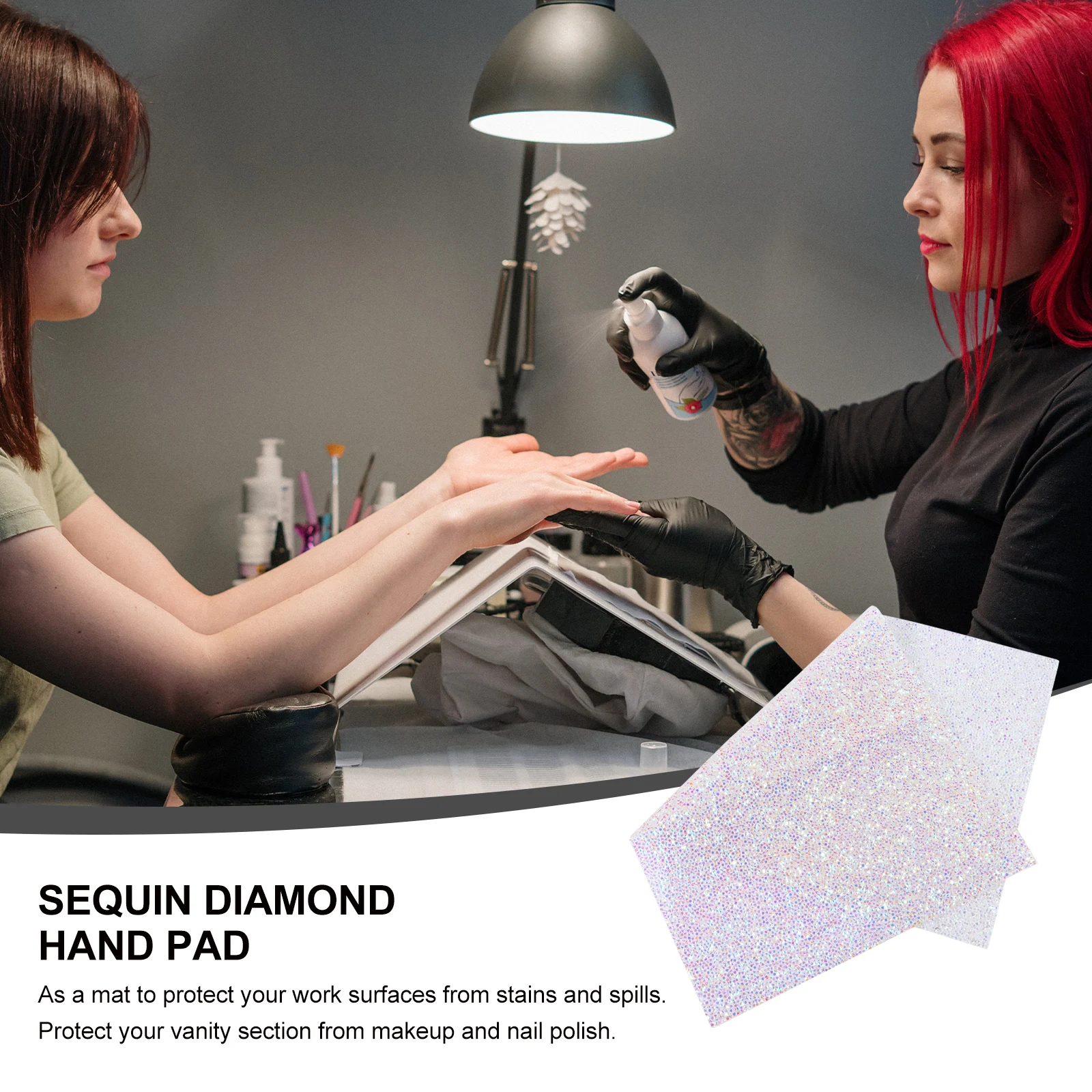 

Diamond Art Hand Pillow Glitter Manicure Cushion Salon Decor Mat Shiny Practice Pad Table Decor Nail Art Desktop Cushion