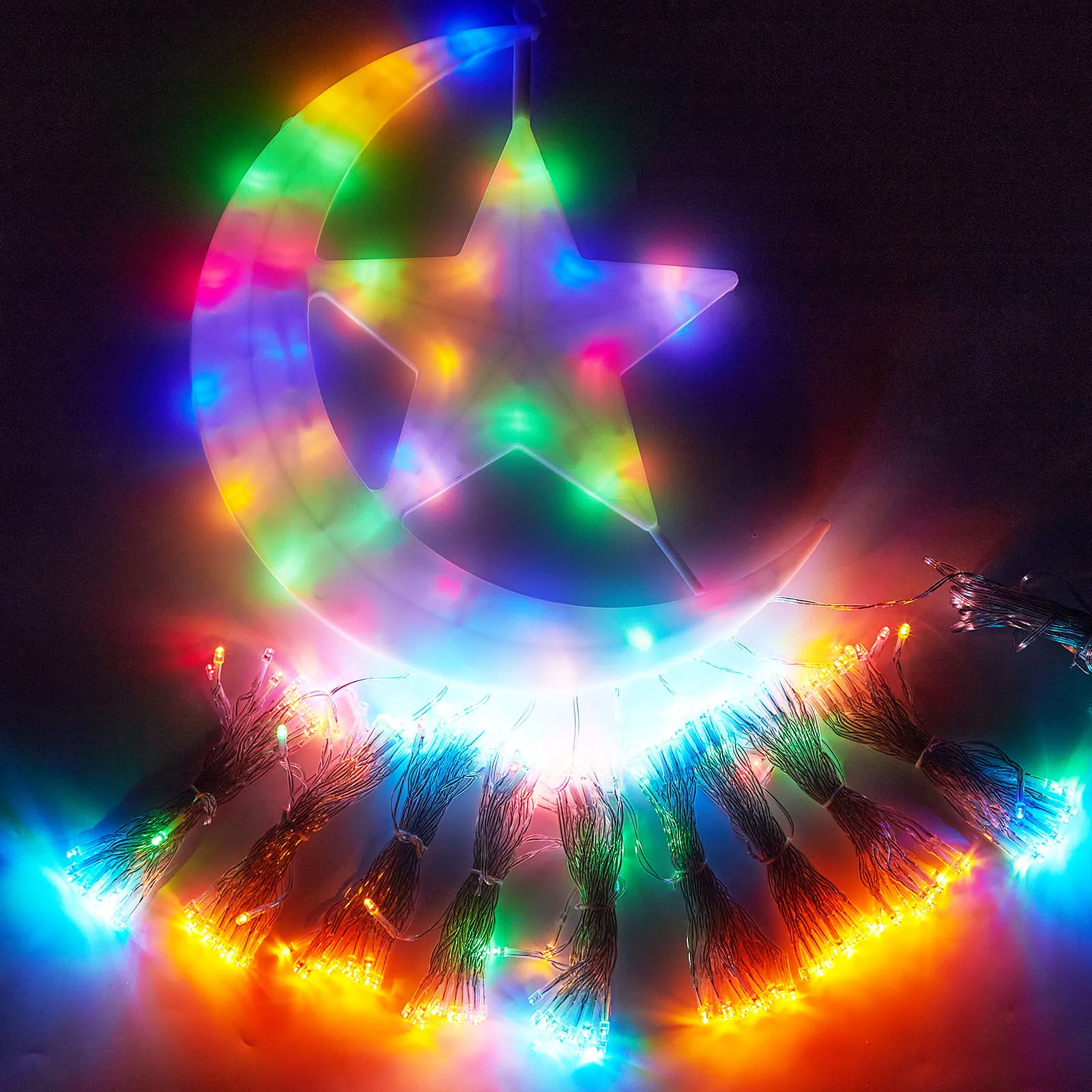 Outdoor Christmas Decoration Waterfall Lights 350LED 8Modes Tree Lights Topper Star Patio Holiday Lighting Memory Garland Lights