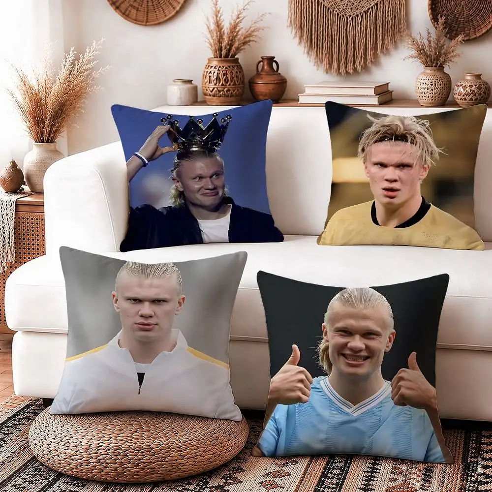Norwegian E-Erling Haaland-NO9 Square Sofa Pillow Cover Solid Color Living Room Home Decor Cushion Case