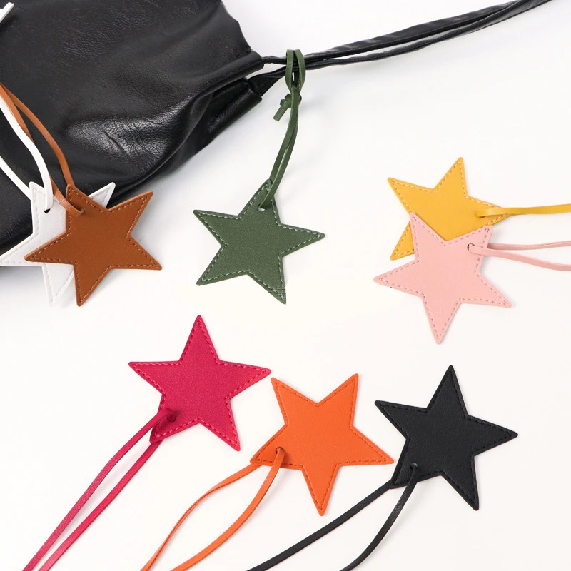 New Trendy Five Pointed Star PU Leather Backpack Pendant Star Pendant Bag Charm Gift Leather Buckle Keychain