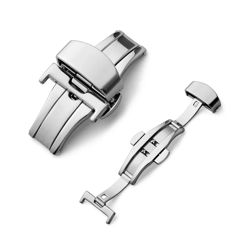 16mm 18mm 20mm 22mm 24mm Butterfly Deployment Buckle Automatic Stainless Steel Clasp for Watch Band Replace Clasp with Tool