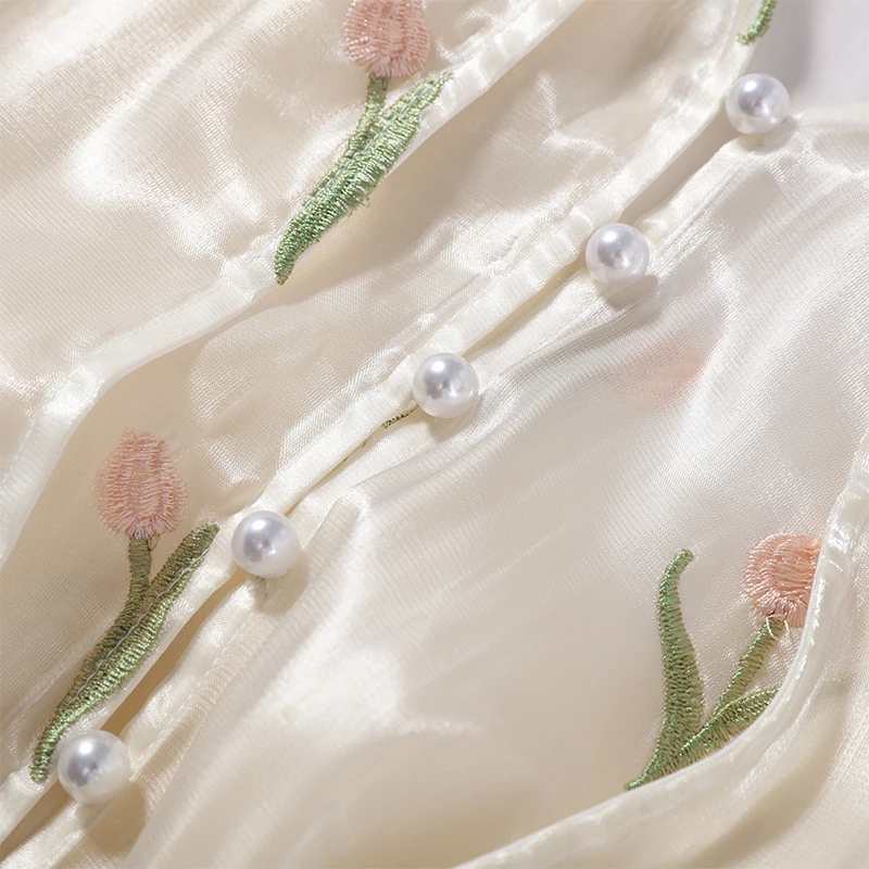 2026 Spring Summer Floral Embroidered Chiffon Wrap Tie Waist Ruffle Mini Dress Sheer V-Neck Romantic Feminine Women Date Vestido