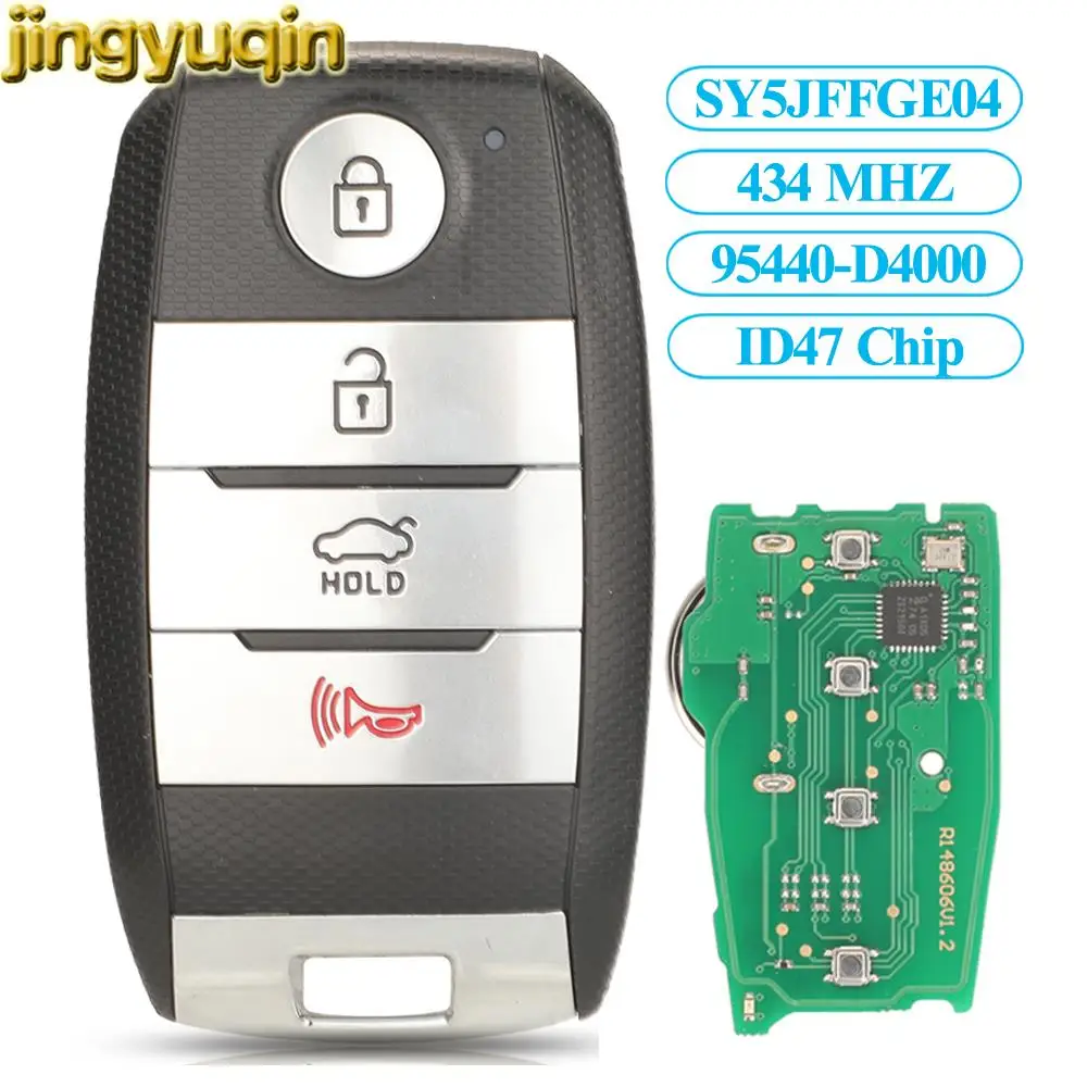 

Jingyuqin 4 Buttons Remote Car Key Fob For Kia Optima 2016 2017 2018 2019 2020 SY5JFFGE04 95440-D4000 ID47 Chip 434MHz