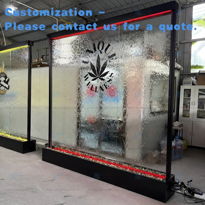 

custom.Customized Contemporary Glass Waterfall Fountain Rectangular Spa Hotel Indoor Outdoor Wall Restaurant Shopping