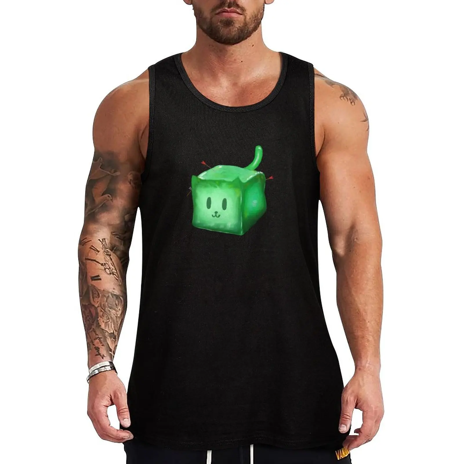 Gelatinous Cube Cat Tank Top Man summer clothes sleeveless man shirts