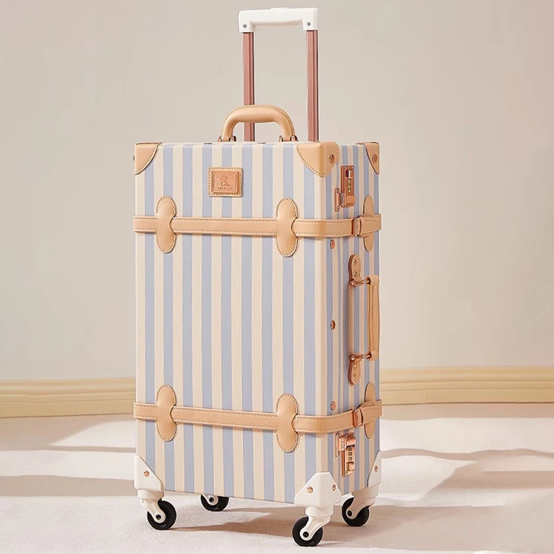 Juego de Maletas Retro Carrier de 28 Pulgadas con una Pequeña Bolsa de Maquillaje, Maletas con Ruedas y Candado de Contraseña de Gran Capacidad, Maleta de Tamaño Mediano