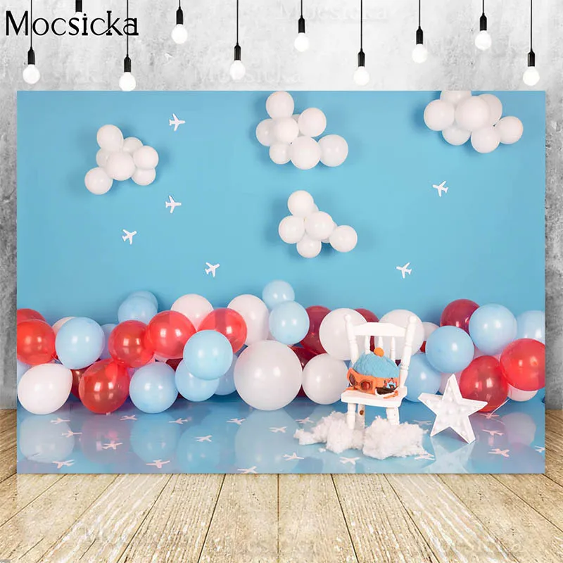 

Newborn Baby 1st Birthday Photography Backdrops Adventure Travel Cake Smash Background Aviator Boy Portrait Photo Studio Props