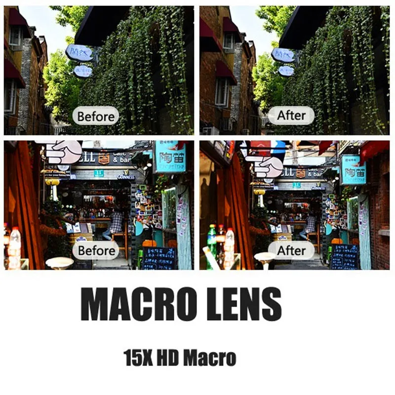 2 in 1 15X Phone Camera Lens 4K HD Macro Lens Wide Angle Lens Close Distance Shooting Macro Lens For iPhone Samsung Cellphone