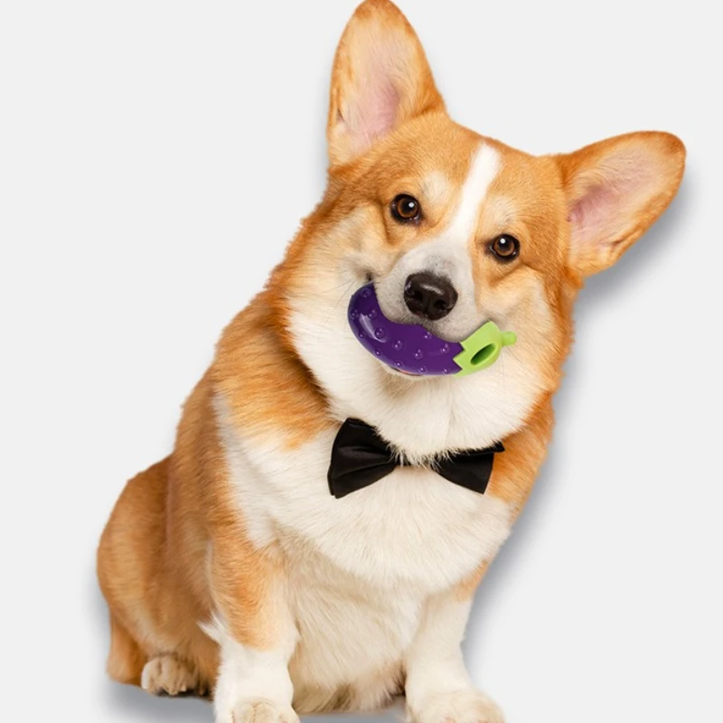 لعبة مضغ الكلاب المقاومة للعض من مطاط السيليكون لعبة صوت الكلب المتحدث لعبة محاكاة الباذنجان الكلب الملحقات #4