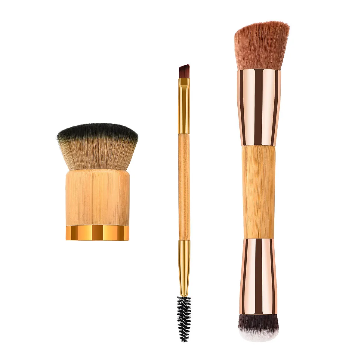 3Pcs Bamboo Handle Nylon Bristles Makeup Brush Set Professional Cosmetics Powder Blush Kit for Women Makeup Set