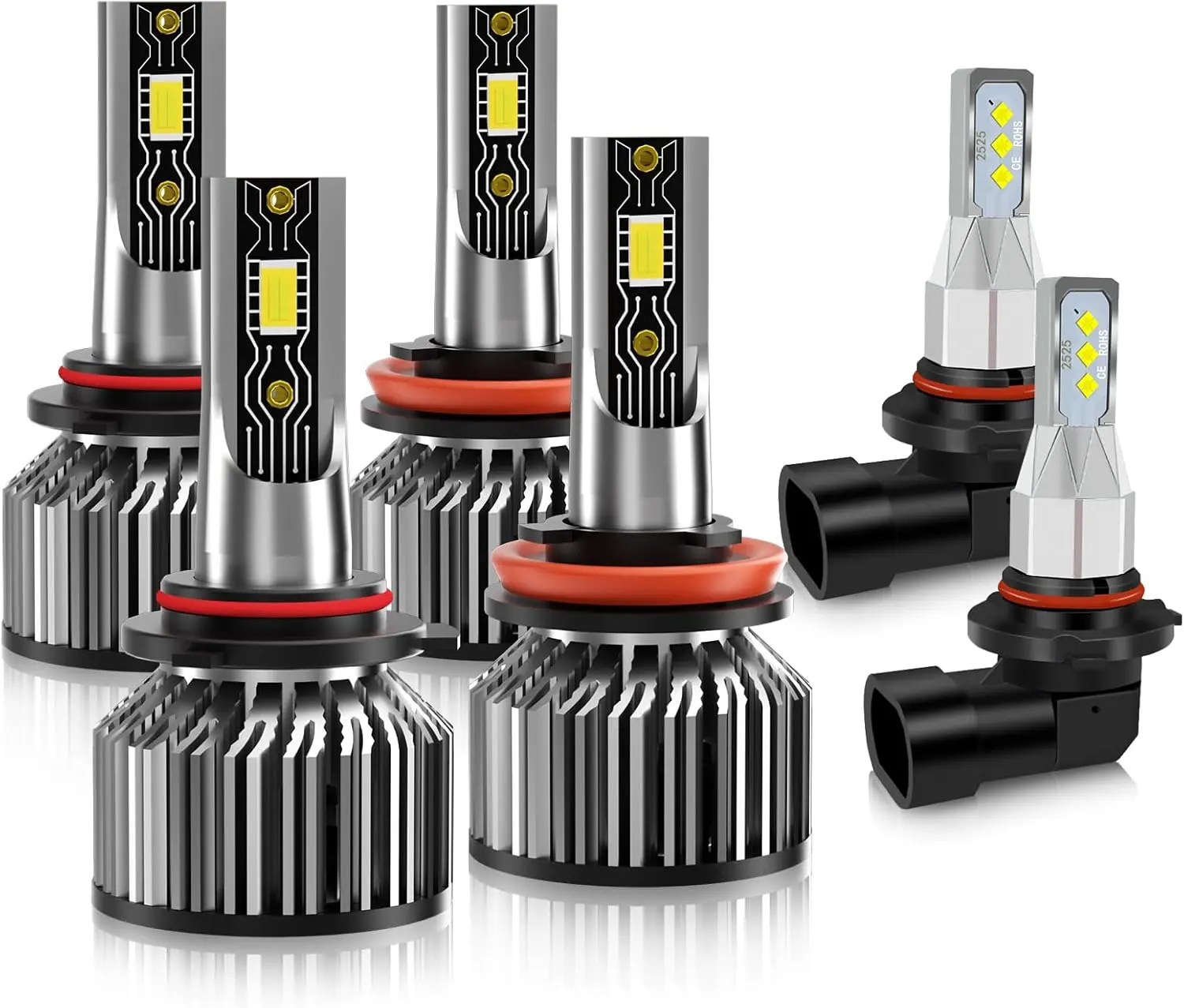 Compatible For 2015-2023 Ford F150 High Low Beam Fog Lights Bulbs Combo Pack, 6000K White Plug-and-Play Super Bright,Pack of 6