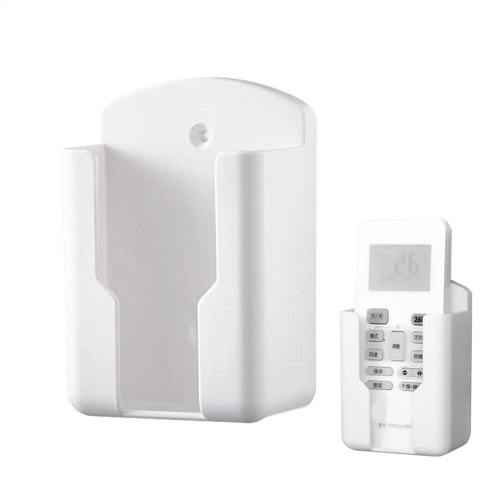 Plastic Air Conditioner Remote Control Holder Self Adhesive White Mobile Phone Plug Holder Space Saving Wall Mounted