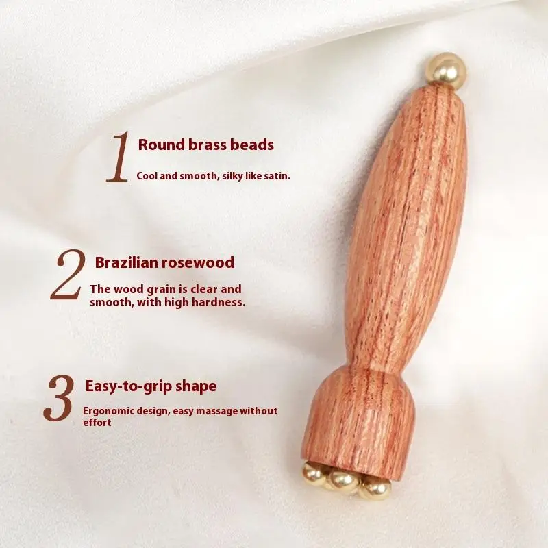 

Lotus Seedpod Beauty Professional Brass & Rosewood Facial Gua Sha Tool Eye Relaxation Spot Meridians Acupoint Massage Handheld