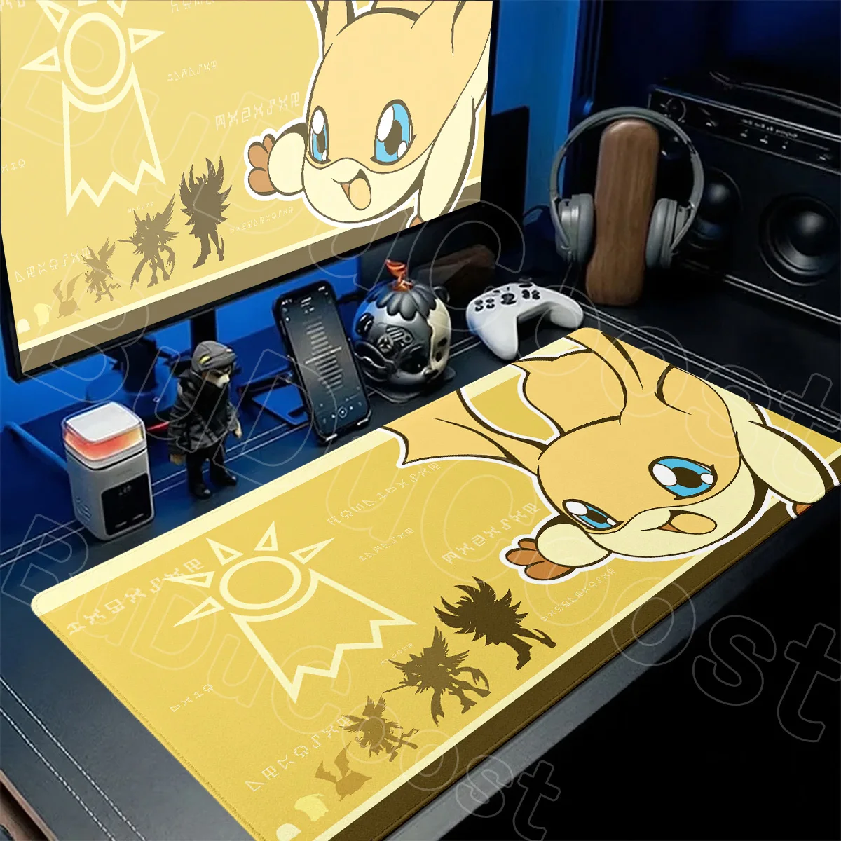 Anime Digimon Cute Patamon Office Extend Table Mat XXL PC Non-slip Lock Edge Mousepad Washable Gaming Keyboard Mausepad CSGO LOL