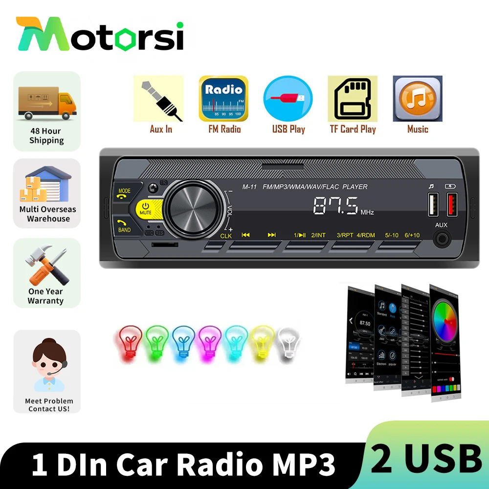 Motorsi راديو السيارة 1 Din مشغل MP3 الرقمية BT مشغل ستيريو السيارة FM Aux راديو ستيريو الصوت الموسيقى USB الوسائط المتعددة Autoradio لاعب