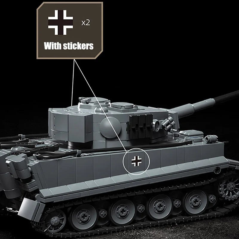 WW2 العسكرية 1/28 مقياس فرانز ستوديجر النمر دبابة ثقيلة اللبنات مجموعة الحرب العالم 2 النمر الدبابات نموذج لعب للأولاد هدايا