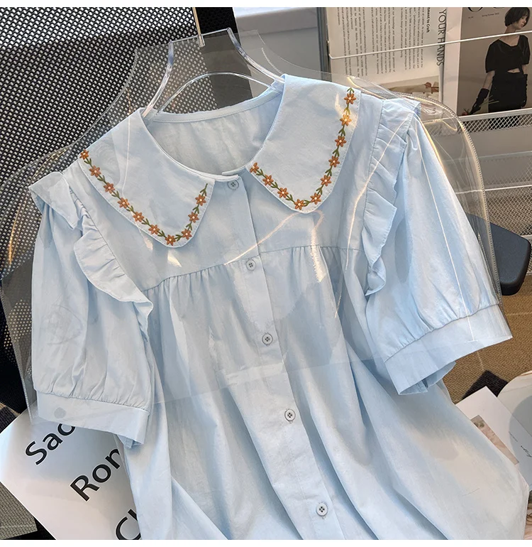 Chemises à manches courtes pour femmes, chemisier rétro rayé, col boutonné, coton doux, classique, rue, élégant, bureau, été décontracté