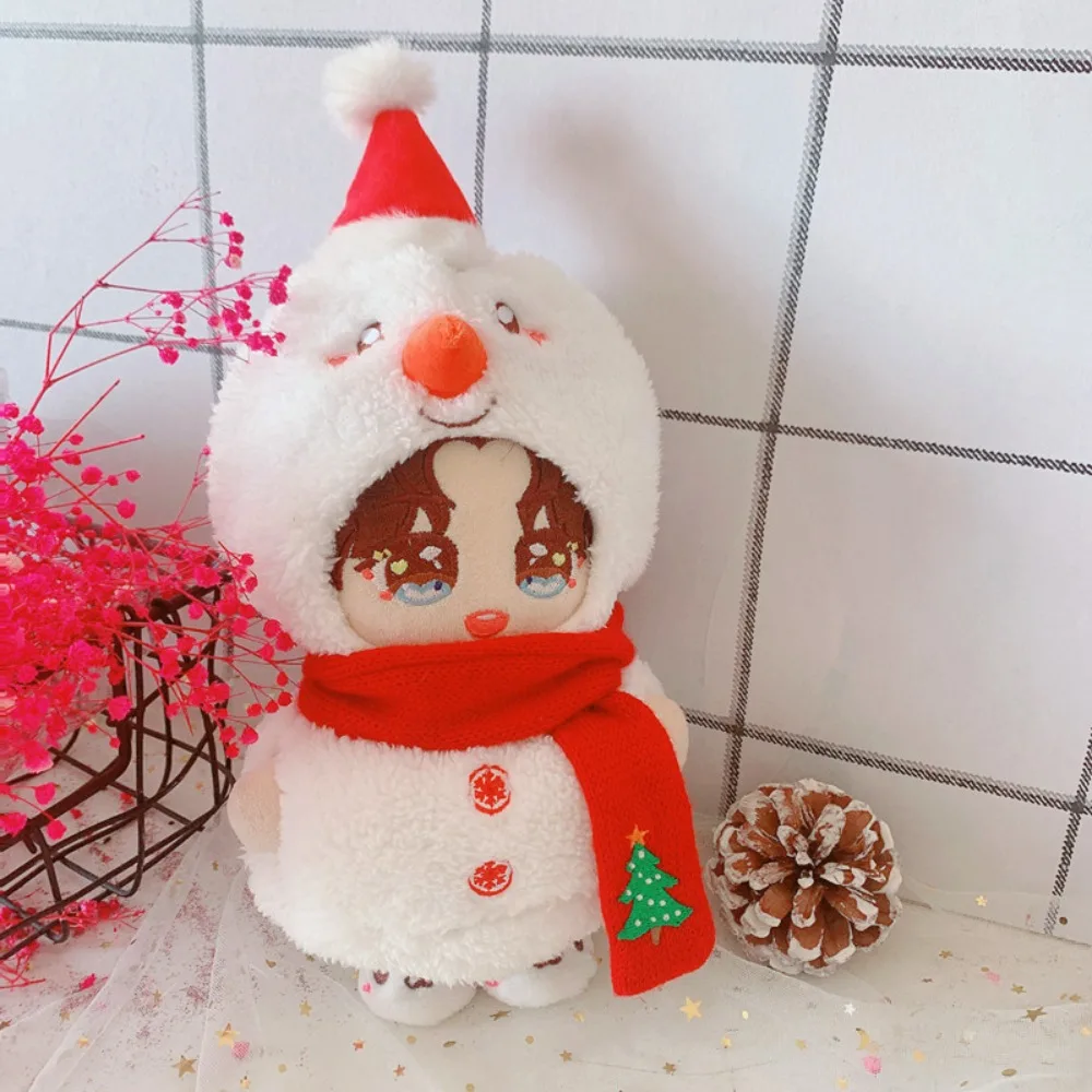 Boneco de neve de natal 20cm algodão boneca roupas substituição roupa de boneca de pelúcia terno diy roupas chapéu de pelúcia