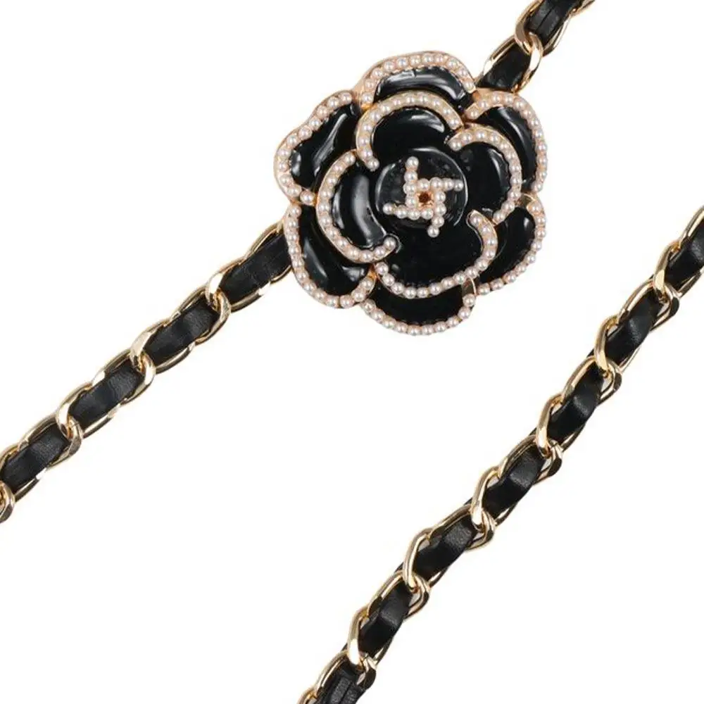 

Phone Hanging Cord Anti-lost Crossbody Phone Chain Camellia Leather Phone Case Hanging Long Luxury Phone Neck Straps Bag Pendant
