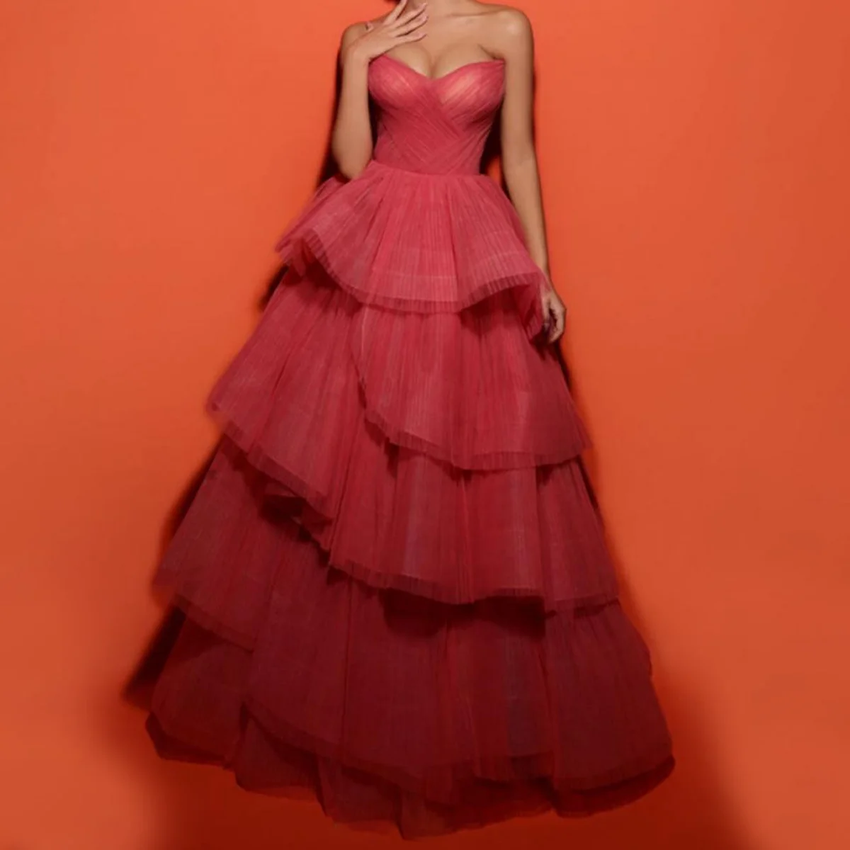 فساتين سهرة خضراء على شكل حرف a من التل للنساء للحفلات الراقصة فستان الأميرة المتدرج على شكل قلب فساتين رسمية مناسبة رسمية مخصصة #3