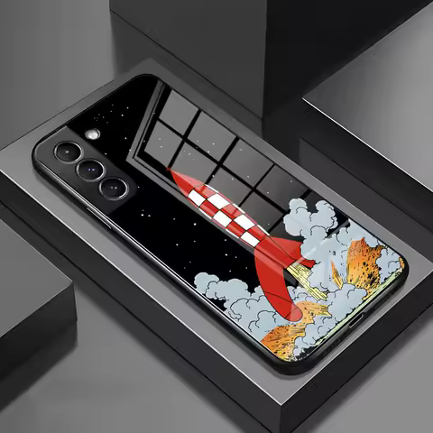 MINISO-The Adventures Of Tintin Phone Case For Samsung S24 S23 S22 S21 S20 A24 A34 A54 Glass Design Cover