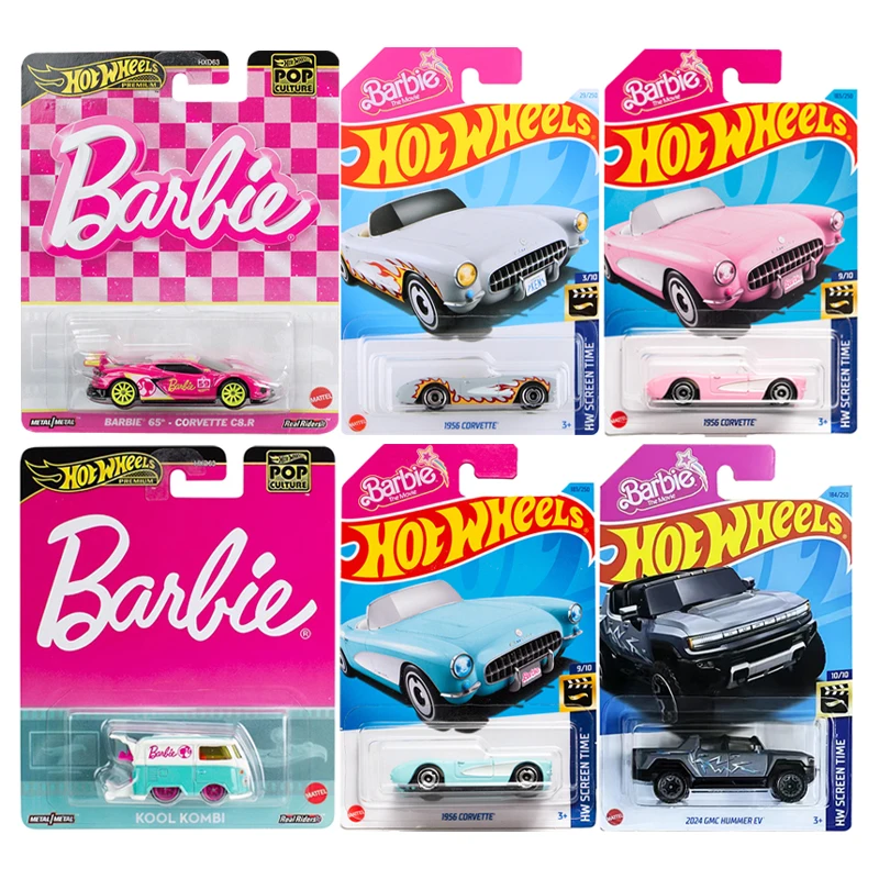 Hot Wheels Barbie The Movie GMC Hummer EV 1956 Corvette Pop Culture 65 Corvette C8.R Kool Kombi Volkswagen 1/64 Diecast Car Toy