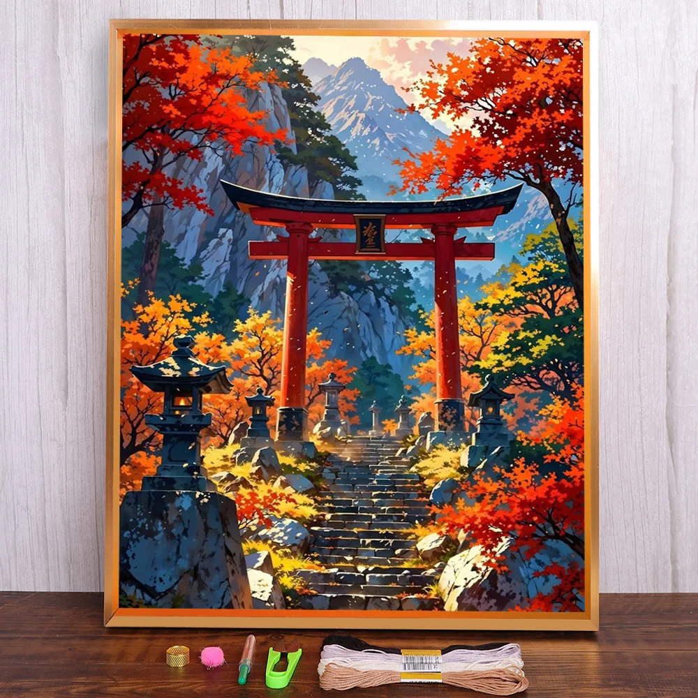 

Landscape Torii Printed Canvas Cross Stitch Embroidery Patterns Sewing Knitting Handicraft Handmade Sales Package Promotions