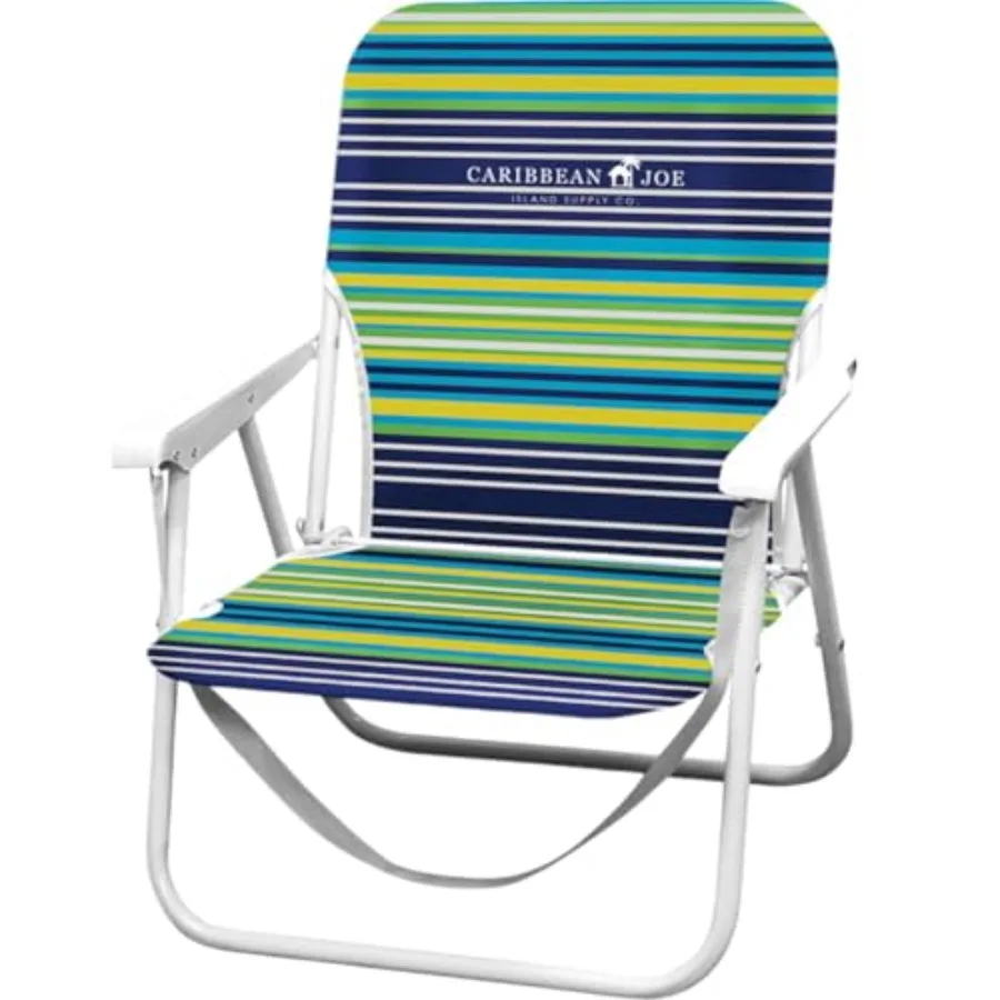 

Складное пляжное кресло с одной позиционной регулировкой, легкое и портативное, для кемпинга на открытом воздухе, с ремнем для переноски, сине-лимонная полоска