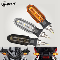 NLpearl 8mm Mini Motorcycle LED Turn Signals Amber Flowing Water Turn Signal Indicator Lamp Moto Flashing Blinker Accessories